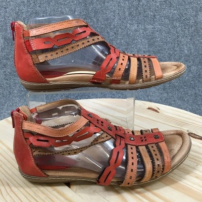 Earth Sandals Womens 11 B Bay Casual Back Zip Gladiator Flats Red Brown Leather - image 1 of 4