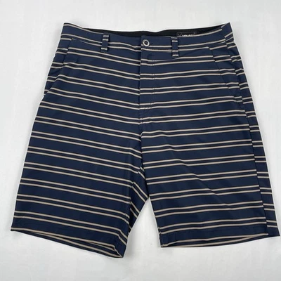 Volcom True To This Shorts Men’s 34 Navy Blue Striped Hybrid Chino Flat Front - Image 1 of 4
