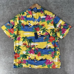 Polo Ralph Lauren Classic Fit Tropical Print Hawaiian Woven Camp Shirt Men’s L - Picture 1 of 7
