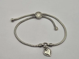 John Hardy Classic Chain Adjustable Bracelet With Heart Charm Sterling Silver - Picture 1 of 7