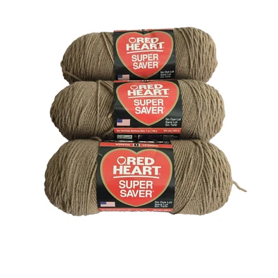 Lote de 3 fios Red Heart Super Saver café com leite 3 novelos 364 jardas 7 oz cada - Imagem 1 de 3
