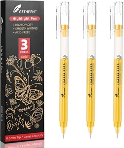 0.6Mm Fine Point Gold Gel Pens, 3-Pack for Artists Drawing on Black Paper, Sketc - Picture 1 of 8