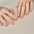 Wearable Manicure French Fake Nails Medium Length Press on Nails  Girl