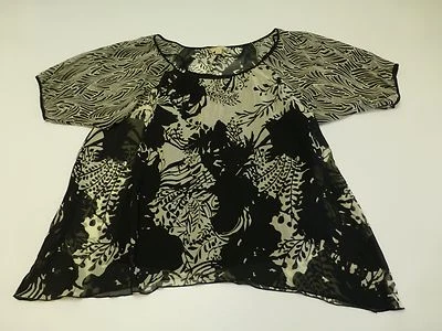 Jonathan Martin Sheer Floral Tank Insert Top Womens 2X Black Ivory New - Image 1 of 3