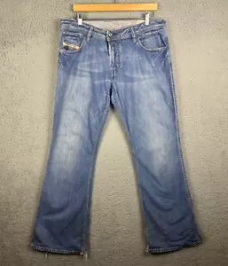 Diesel Men Jeans 37x33 ZAF Button Fly Bootcut Flared Denim Distressed Whiskering - Picture 1 of 24
