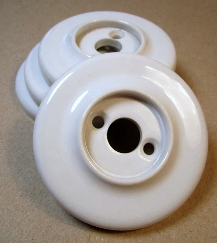 Victorian Reclaimed White Porcelain Door Knob Back Plate Old Vintage Edwardian Cover