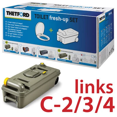 THETFORD FRESH UP SET C2 3 4 CASSETTE CAMPING ABWASSER FÄKALIENTANK LINKS NEU - Bild 1 von 4