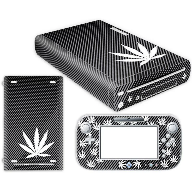 Skin for Nintendo Wii U Console Controller- BLACK Marijuana-Vinyl Decal Sticker - Image 1 of 1