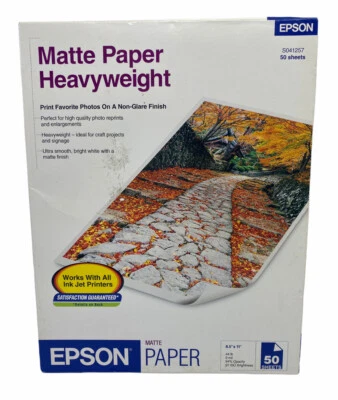 Epson S041257 Matte Photo Paper 50 Sheets 8.5” x 11.” New - Image 1 of 4