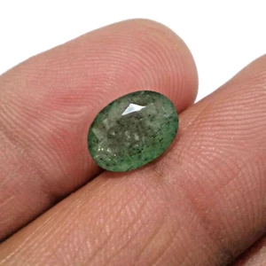 Excellent Huge 2.90 Crt Green Faceted Zambian Emerald Oval Shape Loose Gemstone - Imagen 1 de 9