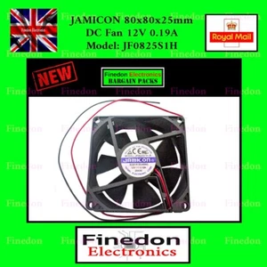 JAMICON JF0825S1H 8025 80mm x 80mm x 25mm Cooler Cooling Fan 12V 0.19A 2 Wire - Picture 1 of 1
