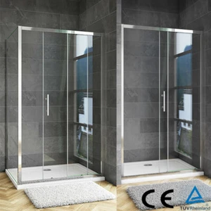 Sliding Shower Enclosure Door Stone Tray AICA Glass Screen Walk In Cubicle Waste - Picture 1 of 11