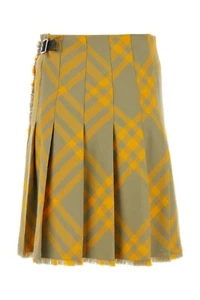 BURBERRY yellow & beige check midi hunter skirt Size 4 US / 38 EU Daniel Lee NWT - Picture 1 of 16