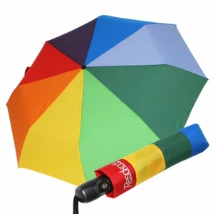Taschenschirm Automatik Mini mehrfarbig Regenbogen Auf-Zu-Automatik - Bild 1 von 5