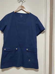 JAANUU Scrub Top Women's Size Large Side Zip front - Navy Blue - Picture 1 of 6