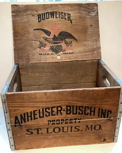 VTG BUDWEISER ANHEUSER-BUSCH WOOD CRATE W’ CHECKER BOARD & CHECKERS ST LOUIS MO - Picture 1 of 17