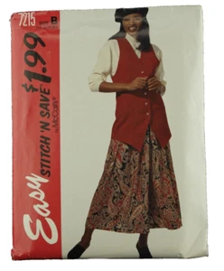 McCall Easy Sewing Pattern 7215 Sz 14-20 Misses Lined Vest Split Skirt FREE SHIP - Picture 1 of 5