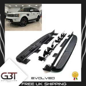 FITS RANGE ROVER SPORT SIDE STEPS RUNNING BOARDS FOR L320 2005-13 ALL BLACK UK - Picture 1 of 14