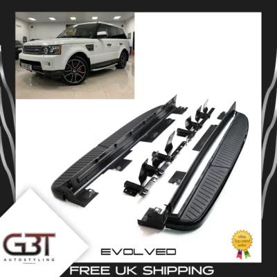 SIDE STEPS RUNNING BOARDS FITS RANGE ROVER SPORT FOR L320 2005-13 ALL BLACK UK - Image 1 of 4