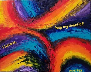 Óleo original abstracto contemporáneo 20x16 lienzo Amanda Norman "Creo" - Imagen 1 de 4