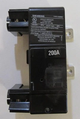 Siemens Main Panel 200-AMP Circuit Breaker, 2-Pole, Type EQ8695 open box - Image 1 of 4