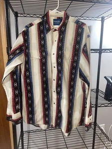 Vintage Wrangler Western Aztec Shirt with Pearl Snaps - Men’s Large - Picture 1 of 4