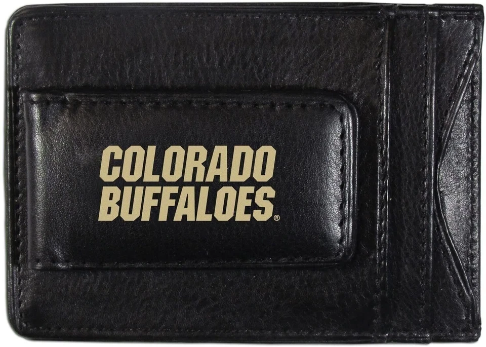 University of Colorado Buffaloes Black Leather Wallet, Front Pocket Magnetic... - Image 1 of 3