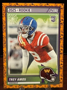 Trey Amos Pumpkin Rookie Card-2025 Panini Score #92 Commanders Ole Miss NFL RC - Picture 1 of 2