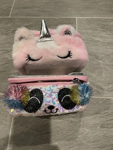 Pink Fuzzy Unicorn Make Up Bag Critter Train Case,Panda Critter Train Case - Picture 1 of 2