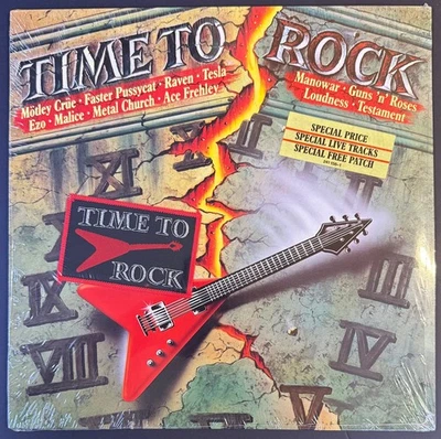 MOTLEY CRUE+GUNS N' ROSES Time To Rock SEALED 1987 VINYL LP+PATCH Metal MANOWAR - Image 1 of 3