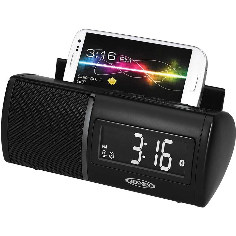 JBD100 Bluetooth Clock Radio with USB Charging, FM, Dual Alarm, Mic & Aux Input - Image 1 of 1
