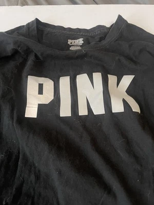 Victoria's Secret Camiseta Rosa Mujer Pullover Grande Manga Larga Negra Foto 1 de 4