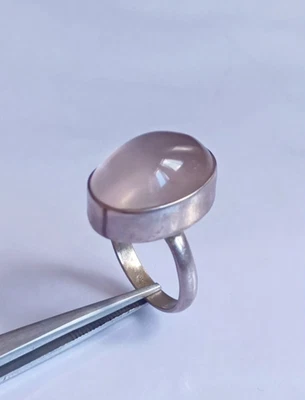 Anello cabochon ovale quarzo rosa naturale argento sterling 925 gioielli... - Immagine 1 di 4