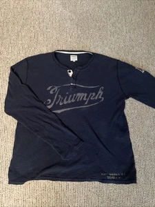 Triumph Motorcycles x Lucky Brand Men XL Navy Blue Thermal Shirt - Picture 1 of 10