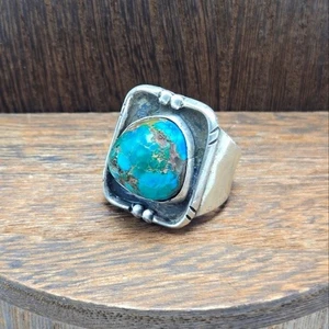Artisan Western Herren Türkis Sterling Silber Ring Indianer Statement - Bild 1 von 9