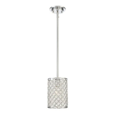 NEW!  Mini Pendant Small Chandelier :  CHROME Silver & beveled glass jewels - Image 1 of 4