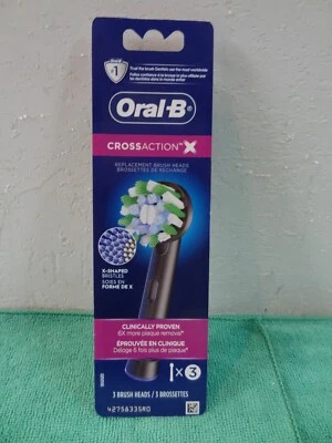 NEW Oral-B Cross Action  Electric Toothbrush Replacement Brush Heads -3ct- BLACK - Image 1 of 4