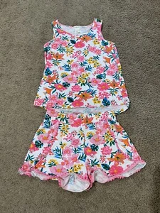 Jcrew Crewcuts Girls Size 6-7 Small 2 Piece Set Tank Shorts Bright Floral Cotton - Picture 1 of 7