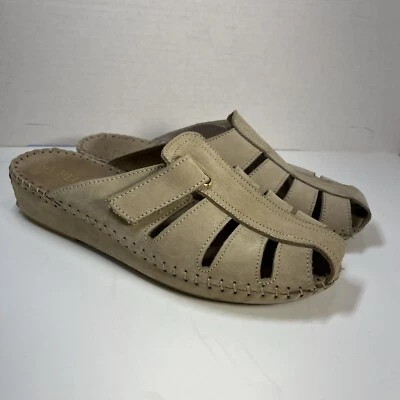 La Plume US 7 Sandals Womens 38 EUR Strap Slip On Beige Leather Italy - Image 1 of 4