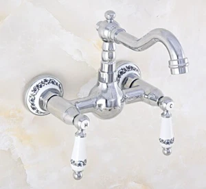 Grifo mezclador lavabo lavabo tocador montaje en pared cromo pulido - Imagen 1 de 9
