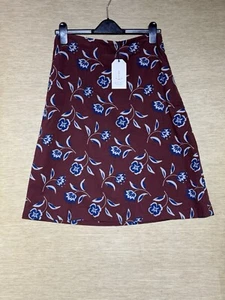Seasalt Skirt Size 12 Burgundy Floral Cotton Lined Pockets Brume New - Picture 1 of 12