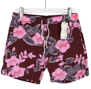 SCOTCH & SODA Swimwear Men's SMALL Elastic Waist Flower Print Purple Burgundy - Picture 1 of 9