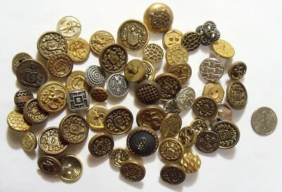 58 vintage antique early plastic collector buttons lot heraldic uniform 52370 - Image 1 of 4