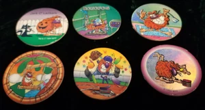 Vintage RARE Lot of 6 WPF 1994 World Pog Federation Robo Pog, Jerk O' Lantern - Picture 1 of 12