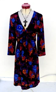 LEONA EDMISTON Black Red DRESS Size Aus 10 V-Neck Floral Desk to Dinner Date - Picture 1 of 6