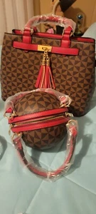 Women's Tote Handbag - Black & Brown - Fashion Shoulder Bag w/Crossbody Strap - Picture 1 of 3