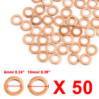 50 Pcs 6mm Inner Diameter Copper Washers Flat Sealing Gasket Rings for Cars
