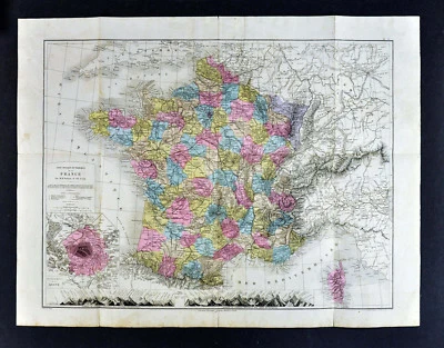 1885 Drioux Map - France - Department of Seine Paris Marseilies Large 54x70cm - Image 1 of 4