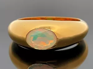 SCHMUCKJAGD RING GR.21 (CA.66) 925/- SILBER GELBVERGOLDET MIT ÄTHIOP. OPAL - Bild 1 von 4