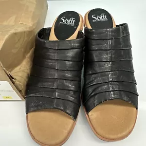 Sandali slip on Sofft "Pienza" taglia 810 EU 42 in vera pelle nera increspata - Foto 1 di 9